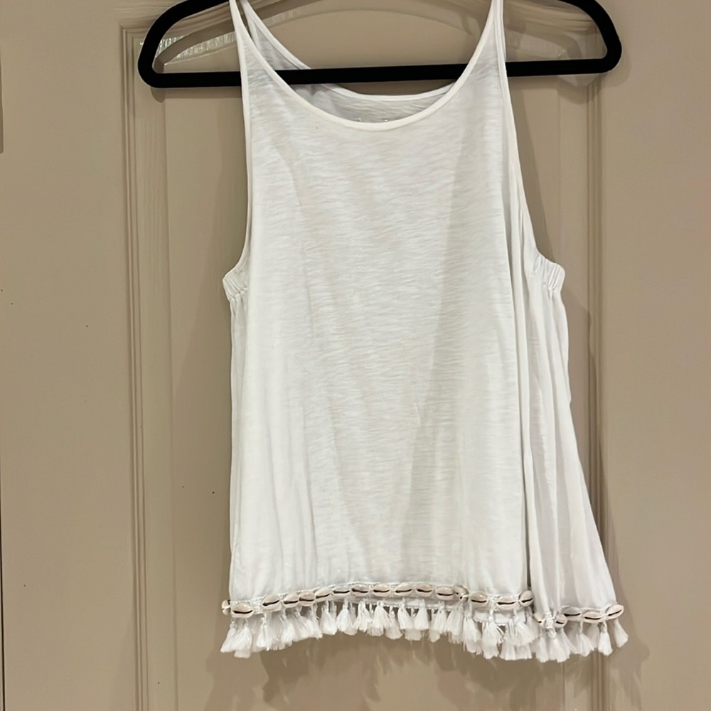 Lilly Pulitzer White Tank Top with Shell Trim